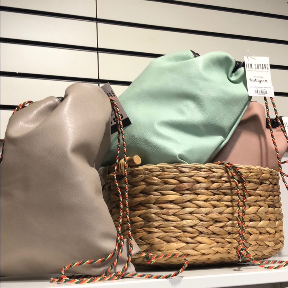 Drawstring Rope Backpacks/ Pleather